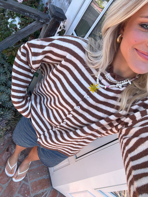 Coco Cutie Cardigan // Brown Stripe